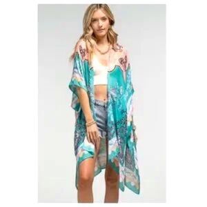 Kimono Lightweight Aqua and Peach ColorsOne Size